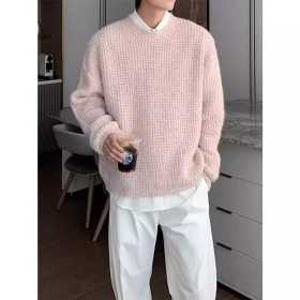 남자 연한 핑크색 니트 캐주얼 분홍색 스웨터 연핑크