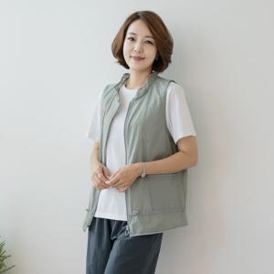 엄마옷 마담4060 라인배색셔링조끼-QVE307002-