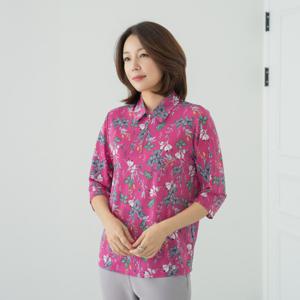 엄마옷 마담4060 티셔츠 여성티셔츠 반집업나염카라-YD000133-중년여성의류 50대여성의류