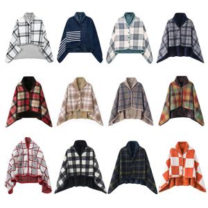 극세사 양털 담요 망토 똑딱이 숄 학생 사무실 차량용 입는 무릎담요 ODM-CAPE01