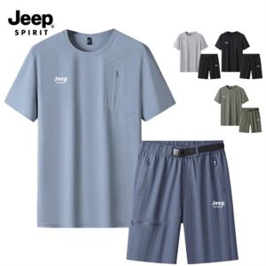 지프 JEEP SPIRIT 아이스 실크 반팔 반바지 셋업 트레이닝 세트 JP82207