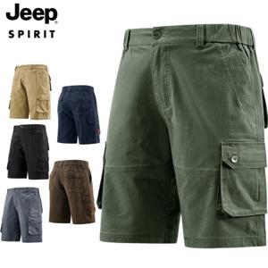 JEEP SPIRIT 남성 카고 반바지 여름 면 스판 밴딩 기본 반바지