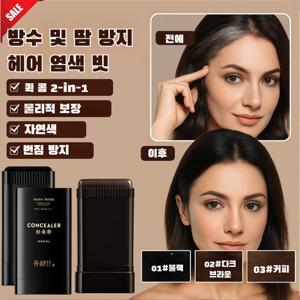 1+1방수 땀방지 흰머리 커버 염색 헤어스틱 빗처럼 바르는 염색 헤어스틱/100% 천연 식물 성분