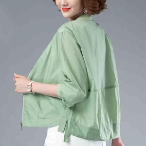 여성 라운드넥 경량 숏 자켓 엄마옷 자외선차단 루즈핏 코트 빅사이즈 여름 집업점퍼