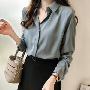 스타일아유 무지 남방 블라우스 긴팔 심플 쉬폰 셔츠 베이직코디 하객룩 A3A2BL0971
