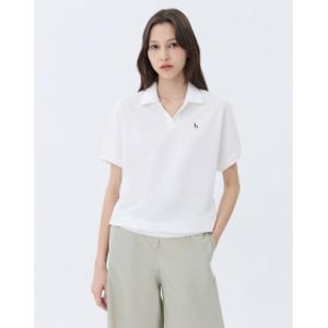 25SS 스테디셀러면화이트 로고 자수 반소매 카라 티셔츠 WSTS5B305WT