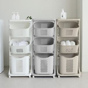 모던 트롤리 스윙 3단 빨래바구니