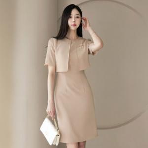 (~XXL까지) 로니아 라운드넥 레이어드 H라인 원피스 여름 하객룩 오피스룩 데이트 모임 미시 빅사이즈