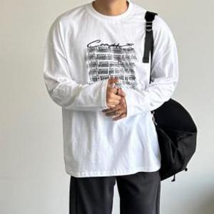 가을특가/1+1/추가금없음 면 흰티 흰옷 라운드 오버핏 프린팅 레터링 자수 롱슬리브 긴팔티