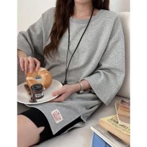 공구우먼 제작 인유즈 리얼루즈핏 라벨 7부 티셔츠 87079 빅사이즈 여성의류