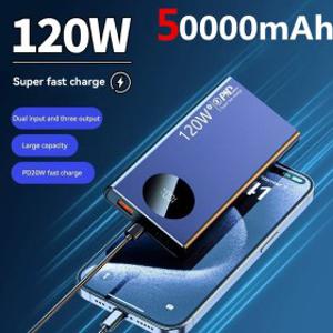 시계 포함 얇고 가벼운 보조배터리 초고속 충전 보조배터리 120W 50000mAh 초장수명