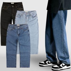 남자 와이드 청바지 남성 와이드팬츠 연청 중청 진청 흑청 바지 데님팬츠 통바지 와이드 데님 청통바지