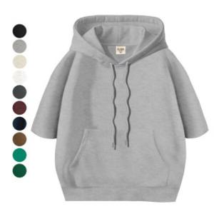 이라인 국산 반팔 후드티셔츠 오버핏 남녀공용 특양면 무지 티셔츠 루즈핏 빅사이즈(~2XL) 국산 반팔 후드티