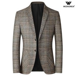 남성 글렌체크 블레이저 자켓 봄 가을 슬림핏 싱글 체크 정장 WI243J