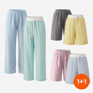 (24%쿠폰) 1+1 가볍고 시원한 우리가족 밀라노 체크 라운지 체크 팬츠