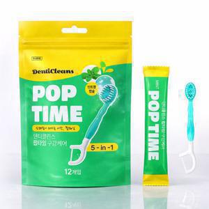 덴티클린스 팝타임 민트향 5 in 1 구강케어세트 12입 (칫솔 치실 혀클리너 이쑤시개 민트향)