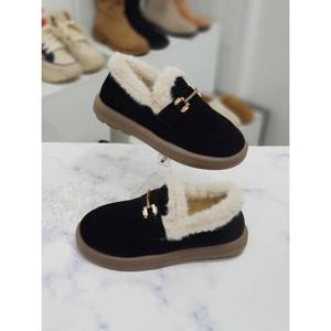 한슈 세이브존09 골드장식 털안감 통굽 털신 로퍼 3cm HS38989vs