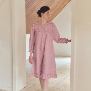 여성 고급스러운 면 100 파자마 잠옷 원피스 VGN4553