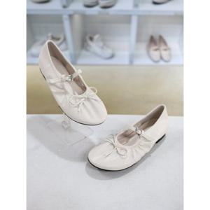 [블리아르]메리제인 리본장식 셔링 플랫 단화 2cm BLMD501217_GN