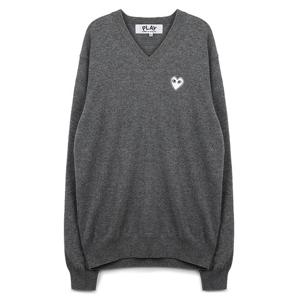 라프리마 꼼데가르송플레이 화이트 하트 와펜 공용 니트 AZ-N060-051-3