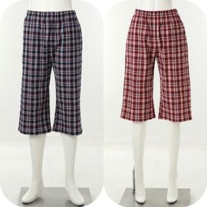 비너스 란제리 주름가공으로 더욱시원한 면폴리 선염체크 7부 커플바지 VEPS02MPVEPS