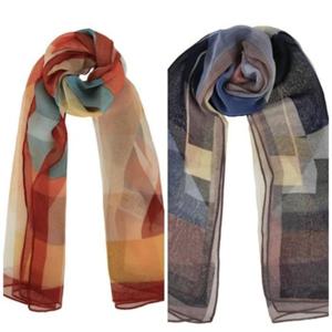 지센 HC41 쉬폰 컬러블록 스카프 LAAMQ313