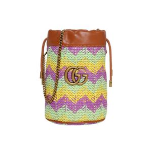 구찌 GG 마몽 쉐브론 라피아 미니 버킷백 780100 FAC58 8658