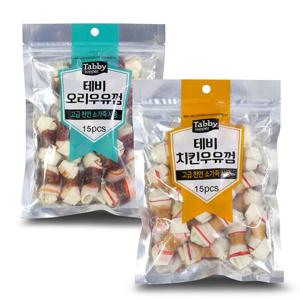 테비토퍼 치킨 오리 우유껌 15P 200g 강아지껌