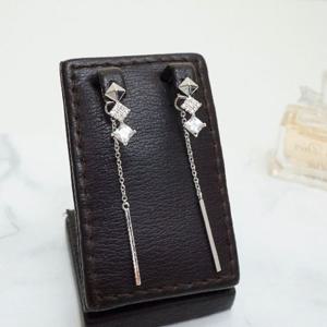 마름모 피라미드 투웨이 스틱 롱 귀걸이