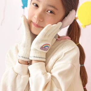 어린이방한장갑 아이보리 레인보우 수면 터치 니트 손가락장갑 WH0624