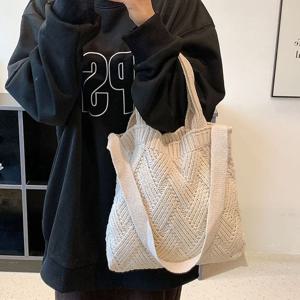 여자 겨울 니트 가방 휘뚜루마뚜루 숄더백 아이보리