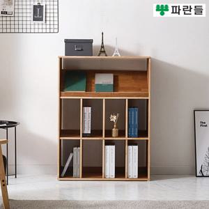 파란들가구 UV코팅 고무나무원목 800 전면 3단책장 원목책장