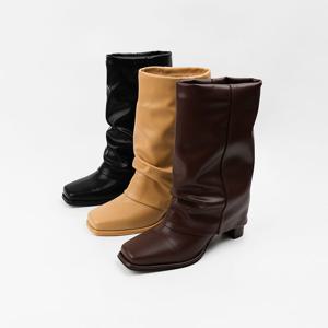 [신난다슈] 여성 미들 부츠 힐 7cm 3종 폴딩 워머 하프 미디 통부츠 발편한 통굽 TMZ254737