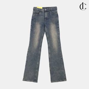 엘케이트 여성 가을 맥시 롱 빈티지 워싱 데님 팬츠 데님 청바지 LKDGP019