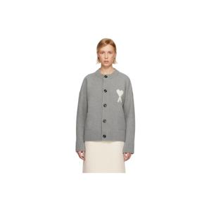 AMI Paris 가디건 그레이 알파카 아미 드 꾀흐 가디건 252482F095009