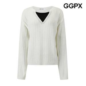 GGPX  배색 레이어드형 봄 니트 (GQ3KP004F)