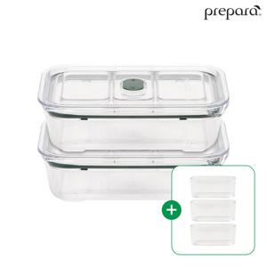 프리파라 브루클린 트라이탄 밀폐용기 직사각 3호(1000ml)x2개+소분기 3개 포함