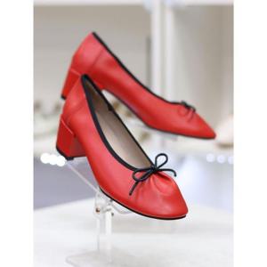 바이로쏘 세이브존03 소가죽 리본끈 청키힐 4.5cm 펌프스 (BY)AG23S9417BC4WAG