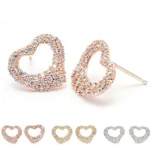 러블리 데일리 촘촘 큐빅 하트 귀걸이
