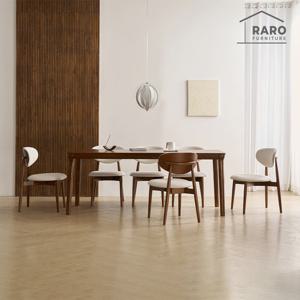 라로퍼니처 보나 1900 고무나무 원목 6인 식탁 세트 월넛 (식탁+의자6)