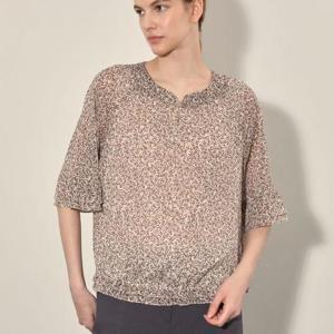 올리비아로렌 HC14 넥장식 나염 반팔 쉬폰 블라우스 VOBNL4F7211