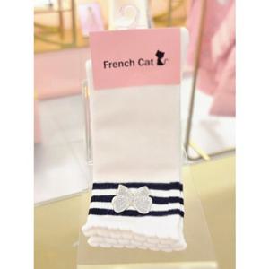 [프렌치캣 9D] 화이트 스트라이프 무릎 양말 (Q51DG4051S)