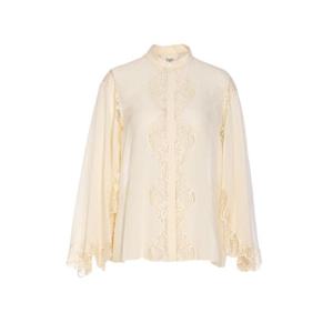 25FW chloe FLUID 실크 GEORGETTE 앤 레이스 블라우스 25AHT33117114 TP565508942