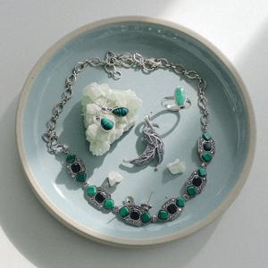 바이데이지 그린 공작석 실버 반지 Br0370