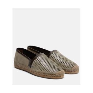 Brunello Cucinelli 펀칭 디테일 레더 스웨이드 에스파드리유 P01140267