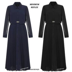 [미니멈]MD 카라넥 시스루 레이어드 플리츠원피스 MD MYBAWO4310