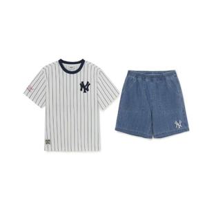MLB키즈  스트릿 스프라이프 데님 반팔세트 (7AS1B0263-50BLL)