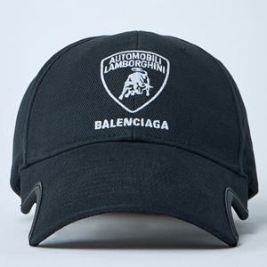 26 SS 발렌시아가 람보르기니 로고 디테일 코튼 트윌 베이스볼 캡 블랙 835105 410B2 1000