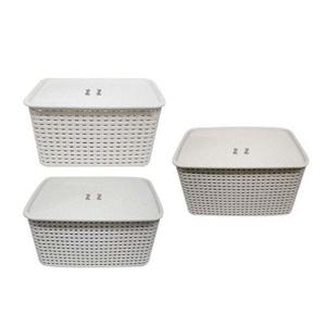 뚜껑 바구니-소(27.5x19.5xH13.7cm)색상랜덤 라탄패턴