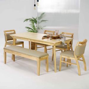 (착불)우아미가구 데리크 원목 6인 식탁 벤치의자 세트1
